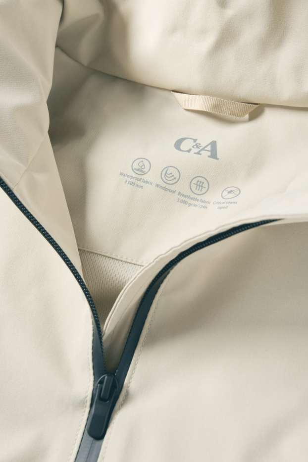 Women - Rain jacket with hood - waterproof - beige