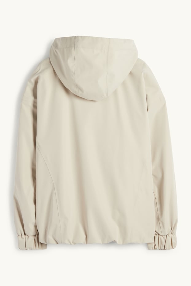 Women - Rain jacket with hood - waterproof - beige