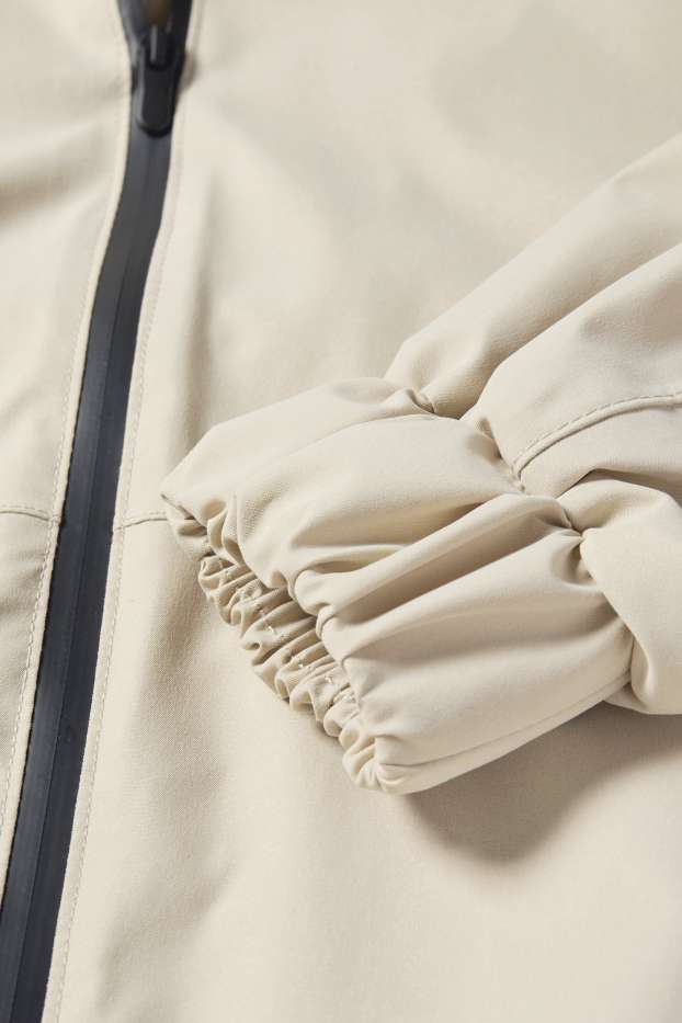 Women - Rain jacket with hood - waterproof - beige