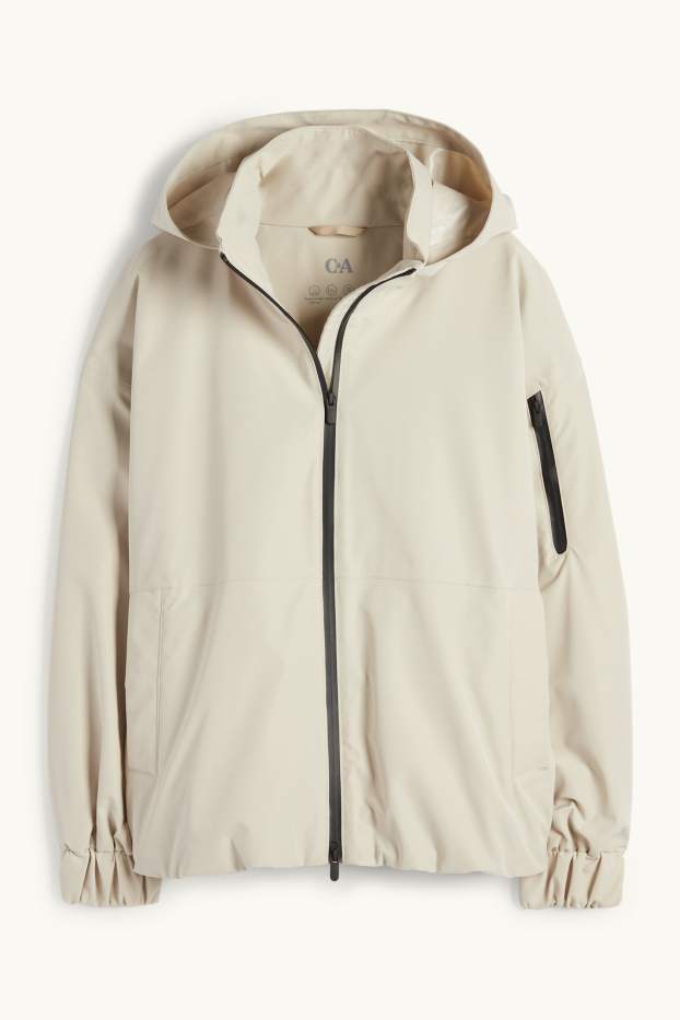 Women - Rain jacket with hood - waterproof - beige