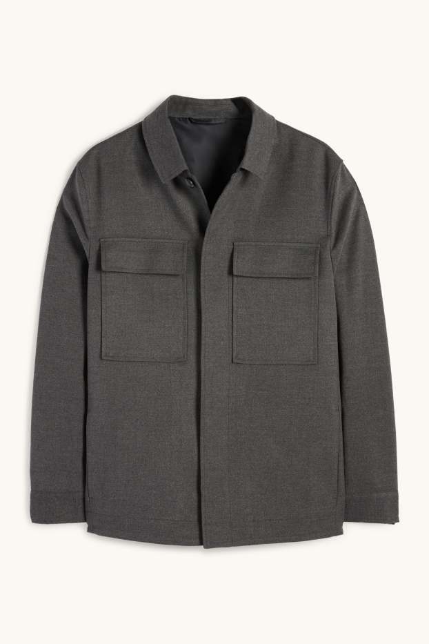 Hommes - Veste-chemise - regular fit - col kent - gris foncé
