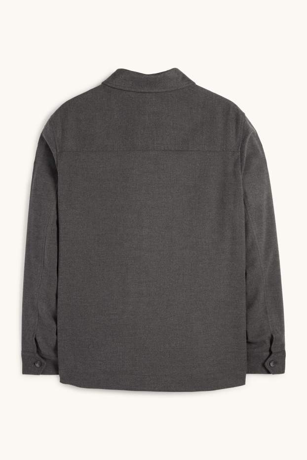Hommes - Veste-chemise - regular fit - col kent - gris foncé