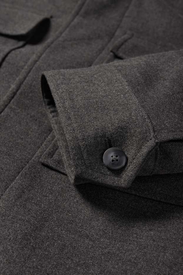 Hommes - Veste-chemise - regular fit - col kent - gris foncé