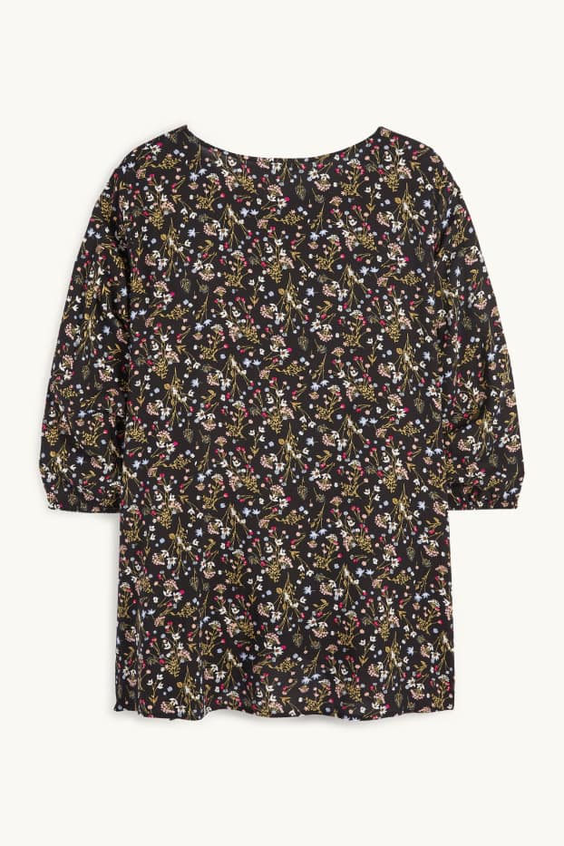 Damen - Bluse - geblümt - schwarz