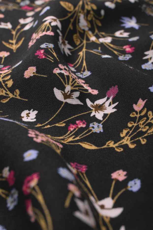 Damen - Bluse - geblümt - schwarz