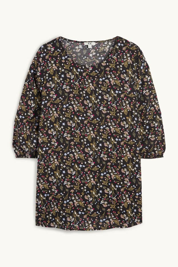 Damen - Bluse - geblümt - schwarz