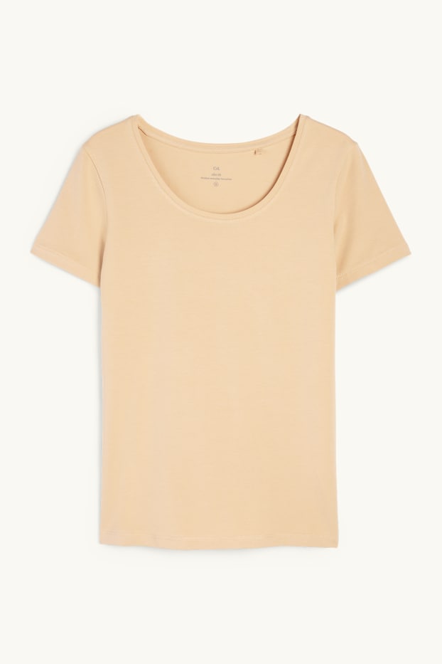 Dámské - Tričko - slim fit - béžová