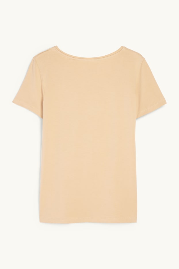Dámské - Tričko - slim fit - béžová