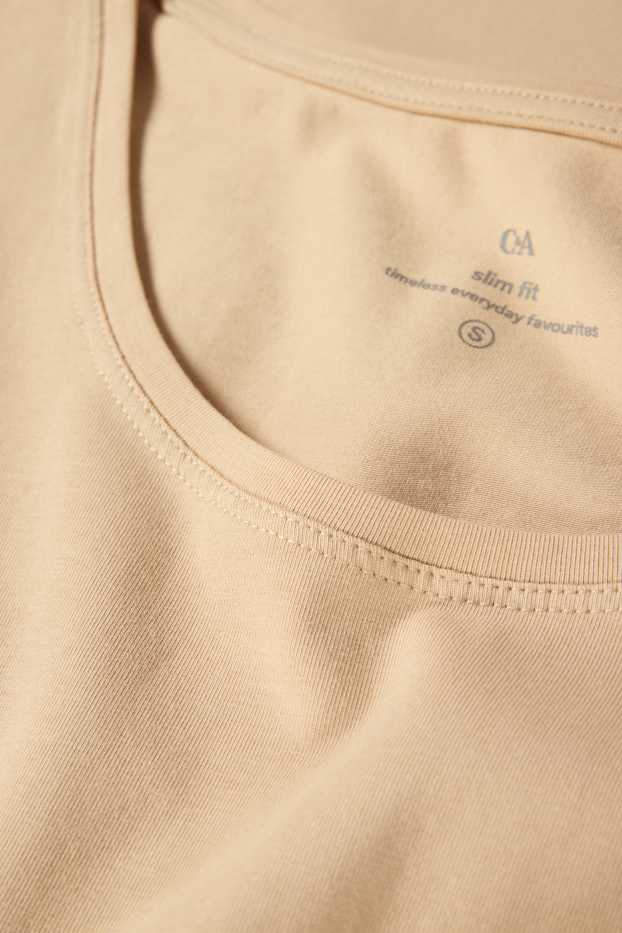Dámské - Tričko - slim fit - béžová