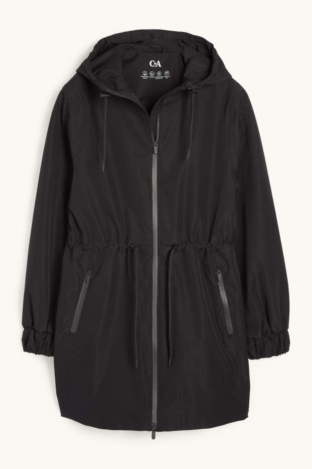 Femmes - Veste de pluie à capuche - imperméable - noir
