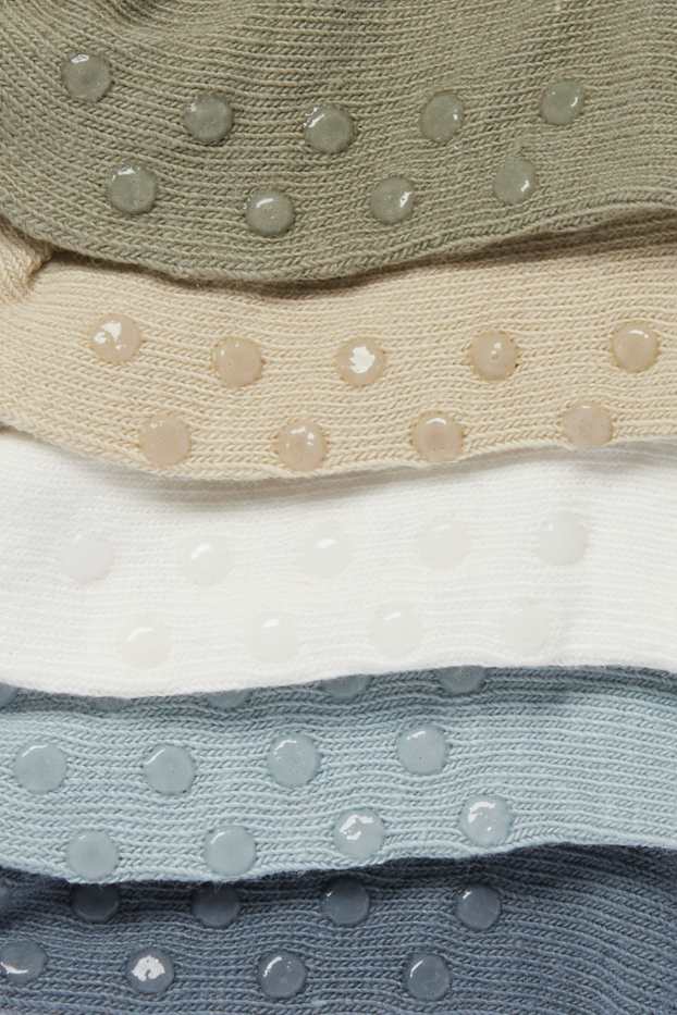 Baby: jongens - Set van 5 paar - antislipsokken voor baby’s - geribd - wit