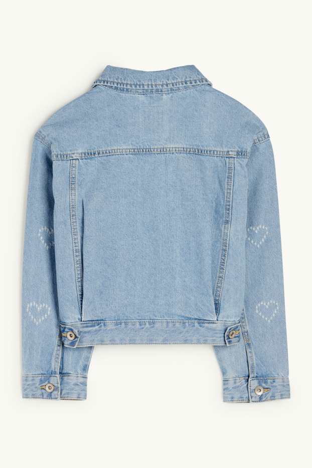 Kinder Mädchen - Herz - Jeansjacke - helljeansblau
