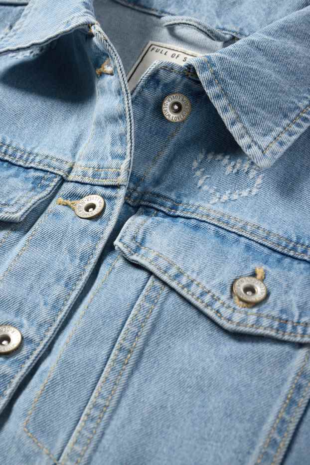 Kinder Mädchen - Herz - Jeansjacke - helljeansblau