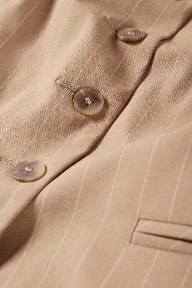 Femei - Vestă office - dungi fine - maro deschis