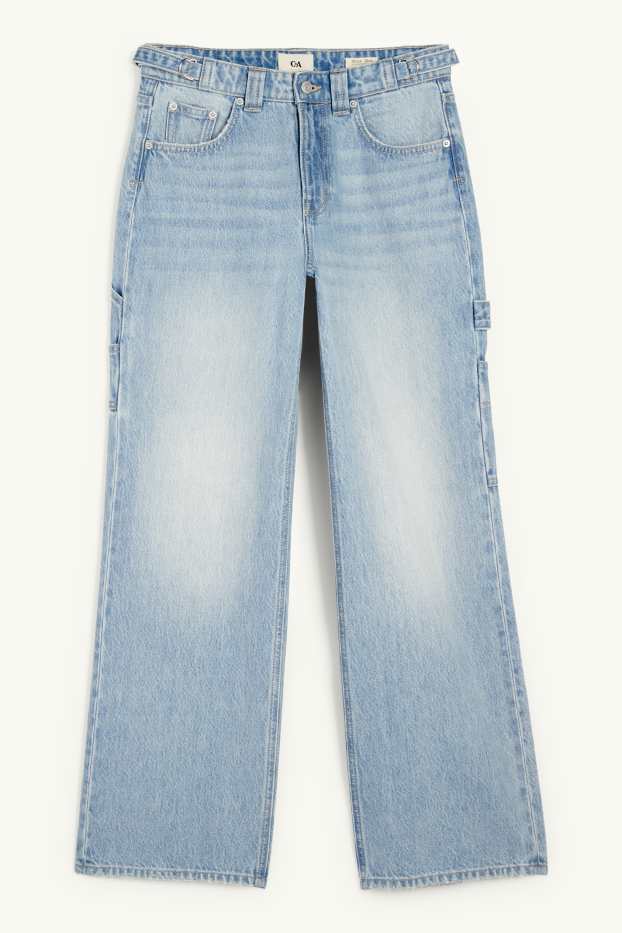 Femei - Baggy jeans - talie medie - denim-albastru deschis