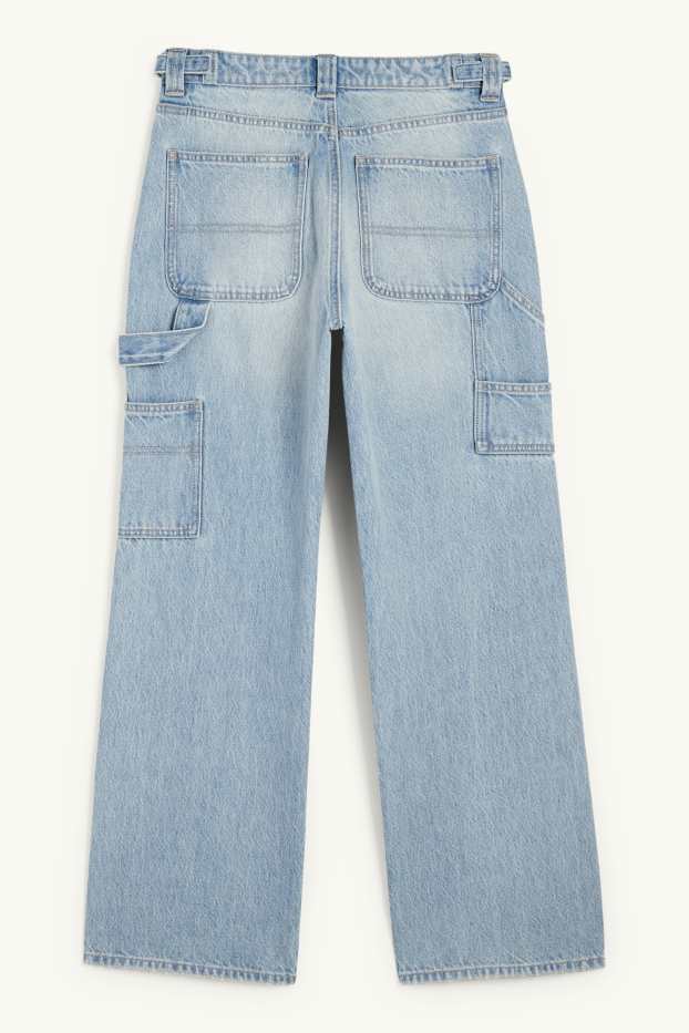 Femei - Baggy jeans - talie medie - denim-albastru deschis