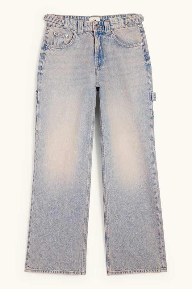 Femmes - Jean baggy - mid waist - jean gris clair