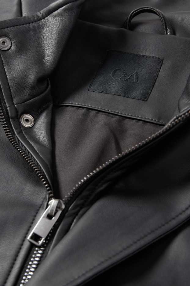 Hommes - Blouson motard - matière synthétique - noir