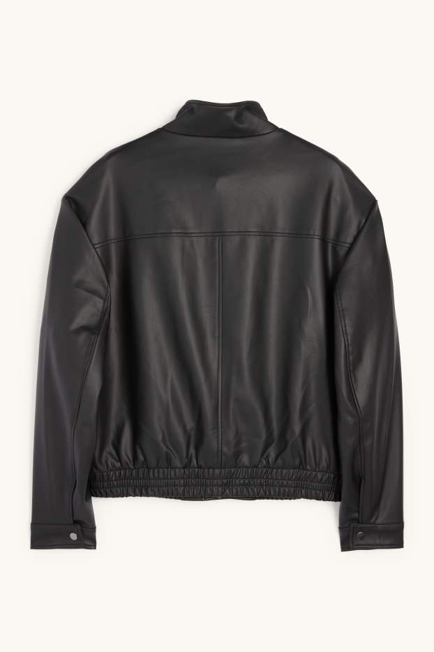 Hommes - Blouson motard - matière synthétique - noir