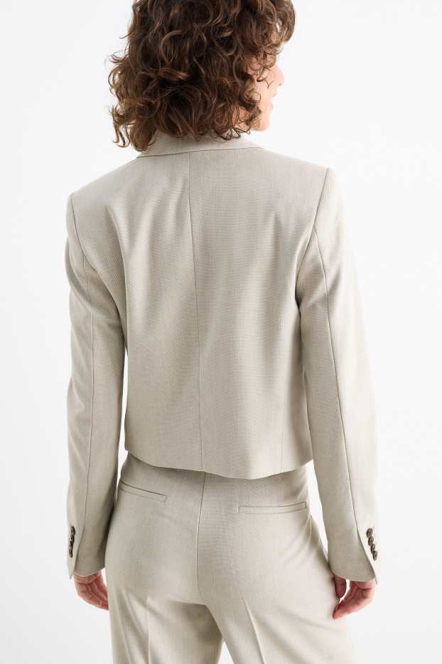 Femmes - Blazer court - cintré - texturé - beige