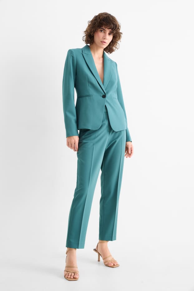 Dámské - Business kalhoty - high waist - straight fit - tyrkysová