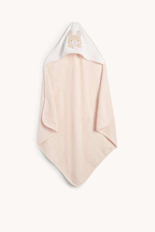 Baby Girls - Bunny rabbit - baby towel with hood - rose