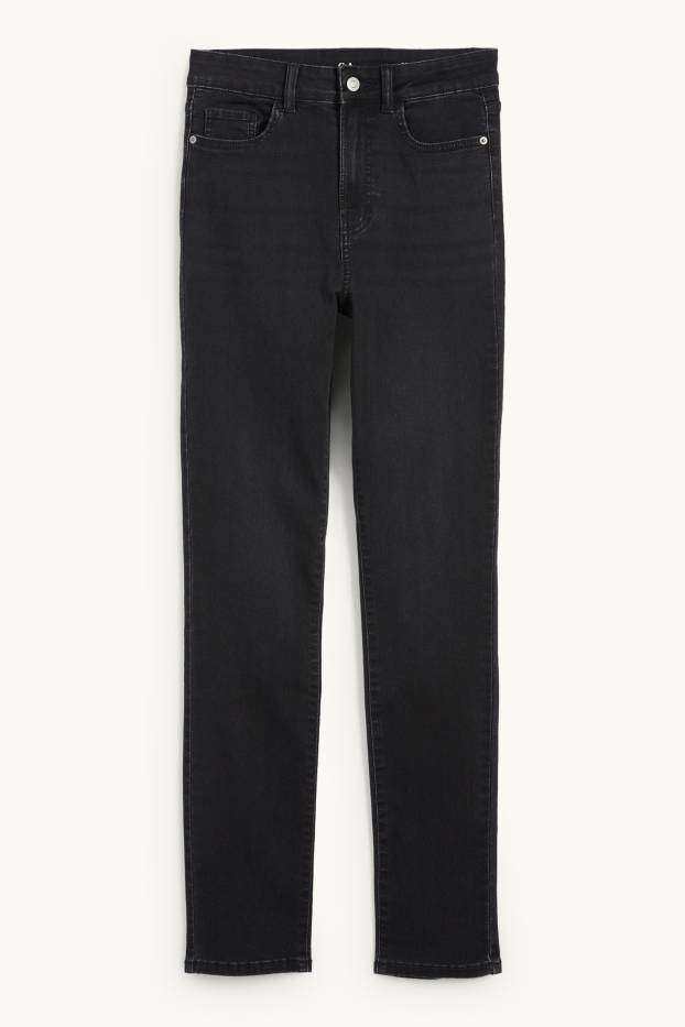Women - Slim jeans - high waist - denim-dark gray