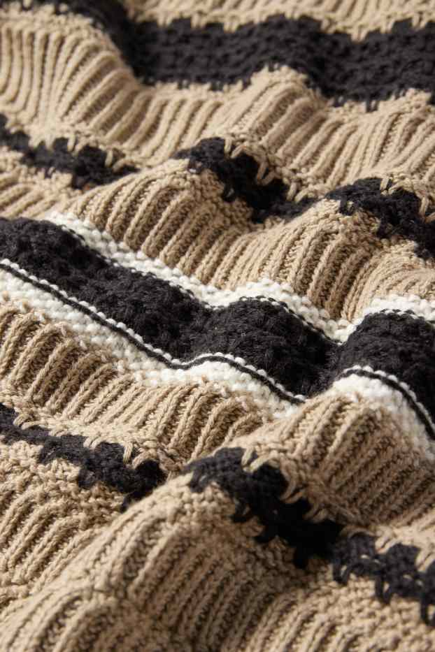 Herren - Pullover - gestreift - strukturiert - beige
