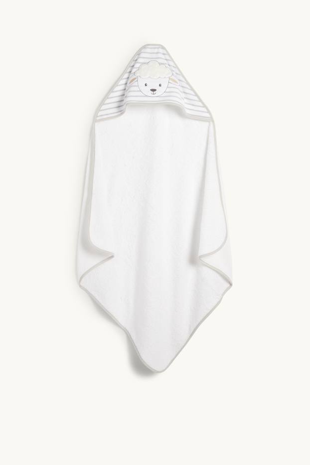 Baby Boys - Sheep - baby towel with hood - cremewhite