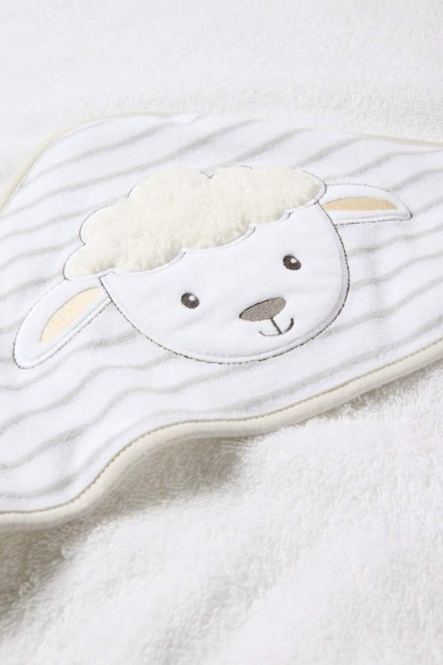 Baby Boys - Sheep - baby towel with hood - cremewhite