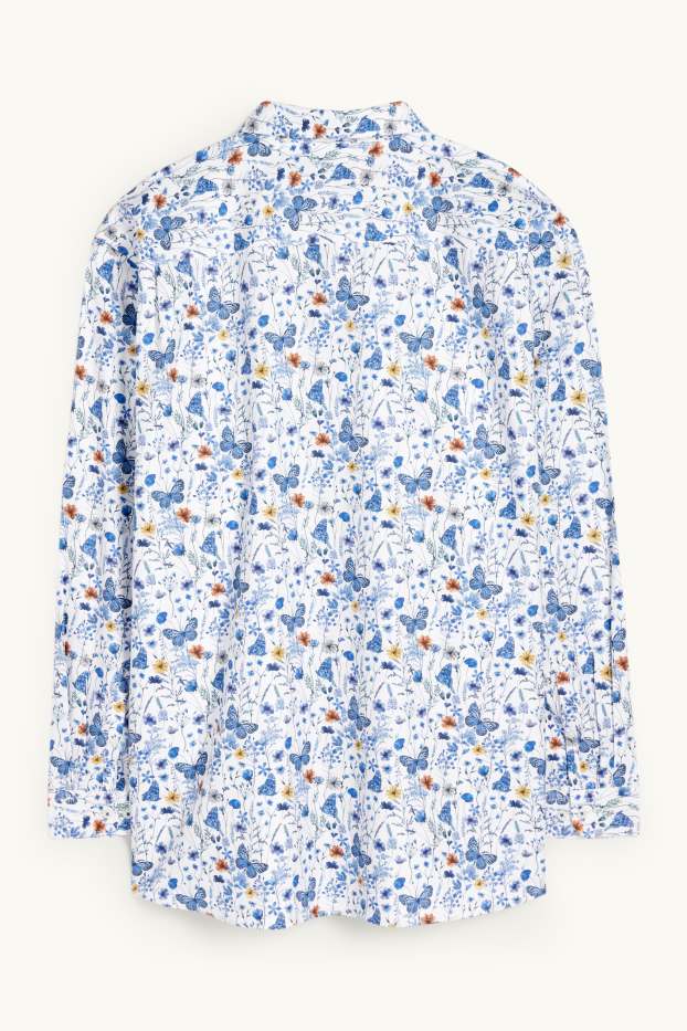 Men - Shirt - regular fit - button-down collar - patterned - blue