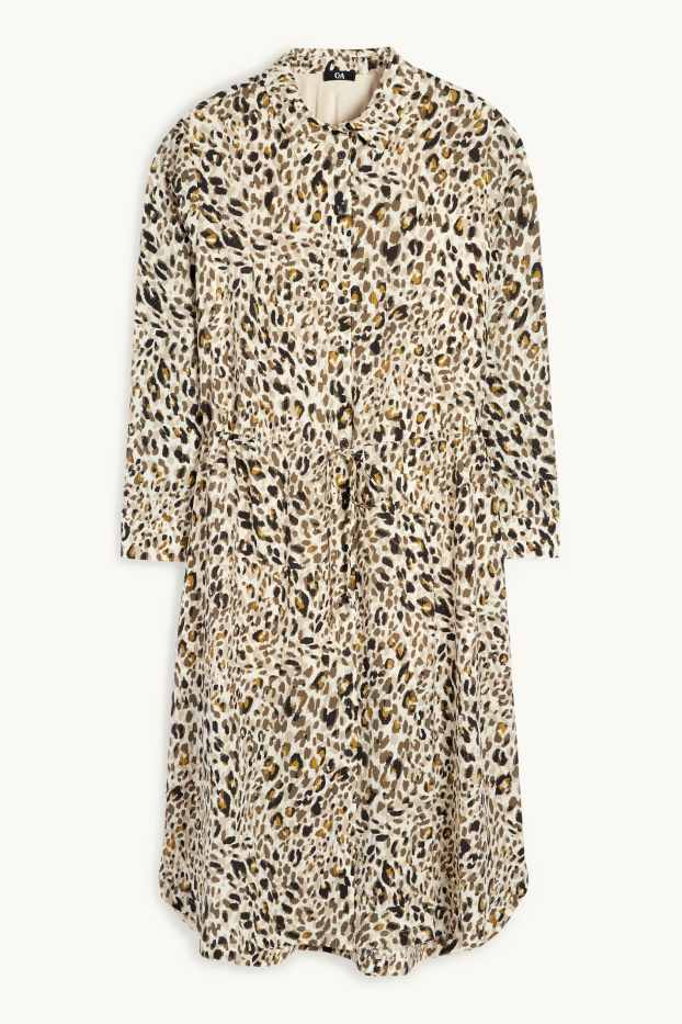 Femmes - Robe-chemisier - imprimé léopard - texturé - beige clair