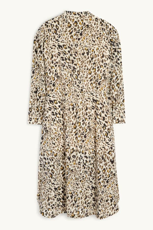 Femmes - Robe-chemisier - imprimé léopard - texturé - beige clair