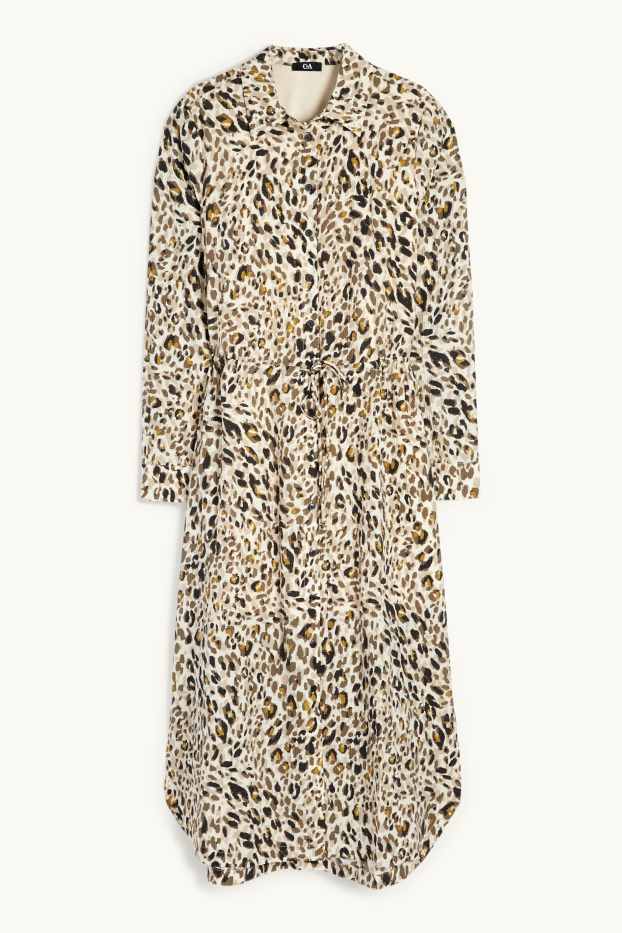 Femmes - Robe-chemisier - imprimé léopard - texturé - beige clair