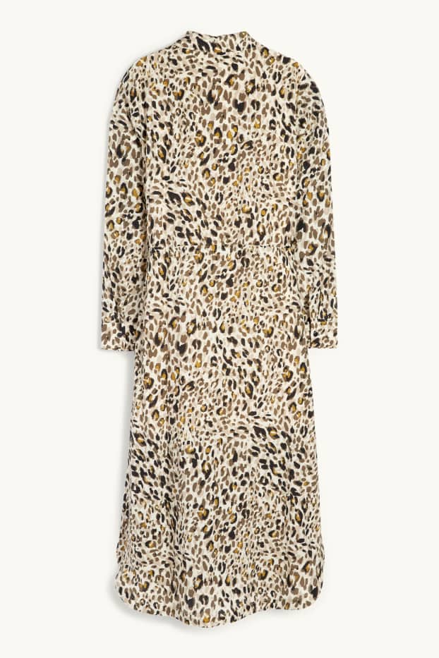 Femmes - Robe-chemisier - imprimé léopard - texturé - beige clair