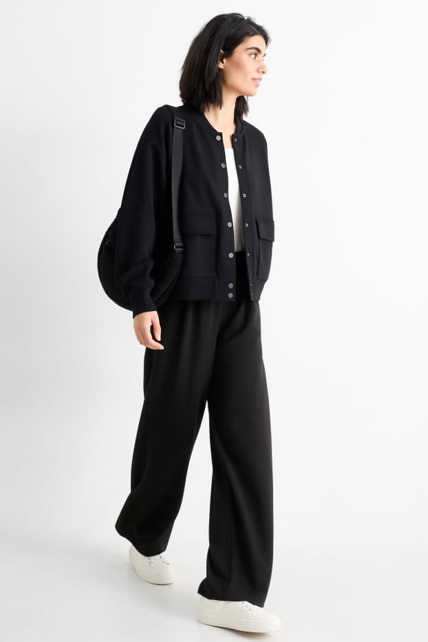 Mujer - Pantalón de punto - mid waist - straight fit - negro