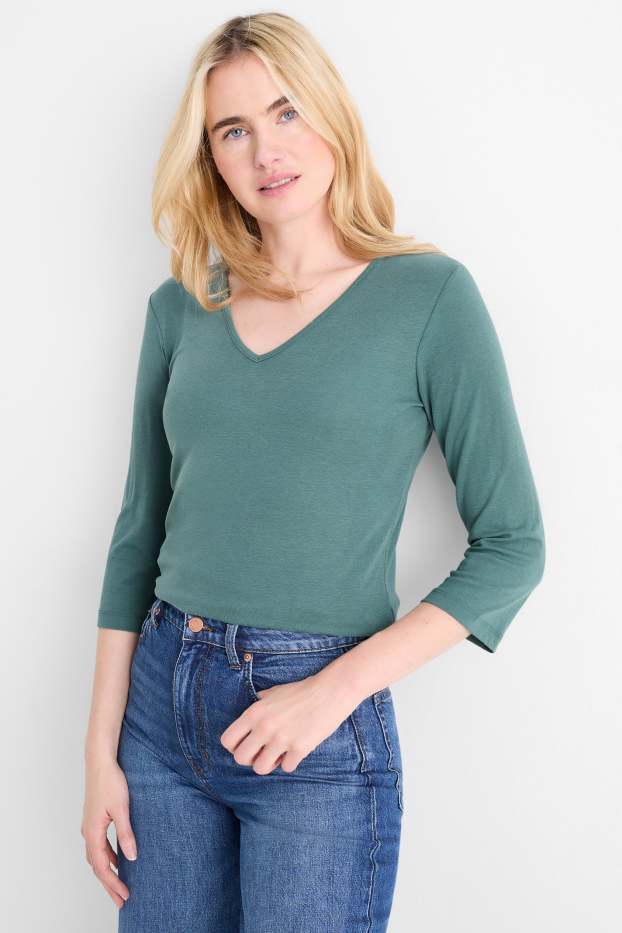 Damen - Langarmshirt - türkis
