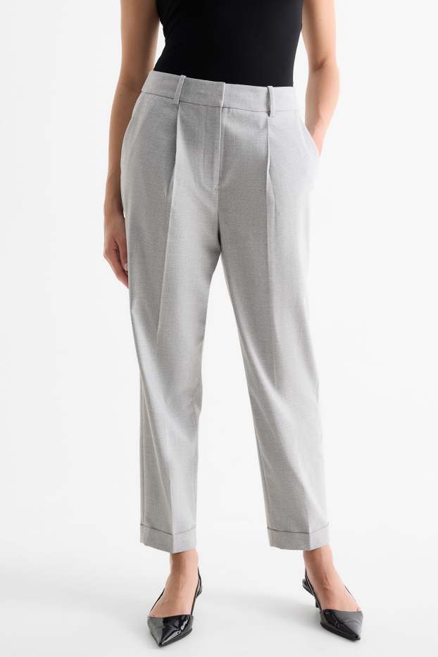 Femmes - Pantalon de bureau - high waist - regular fit - gris clair chiné