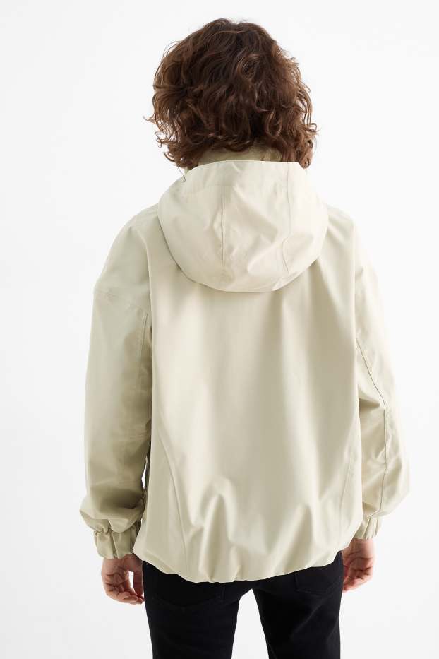 Women - Rain jacket with hood - waterproof - beige