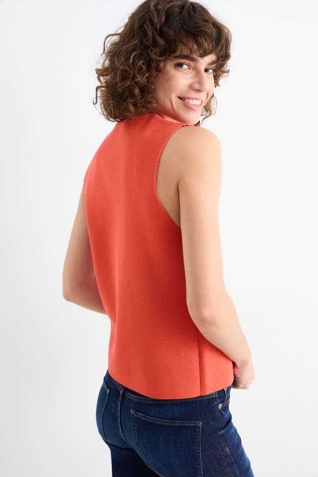 Damen - Strick-Weste - dunkelorange