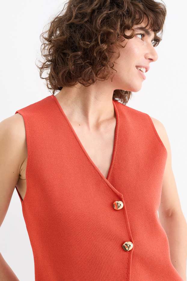 Damen - Strick-Weste - dunkelorange