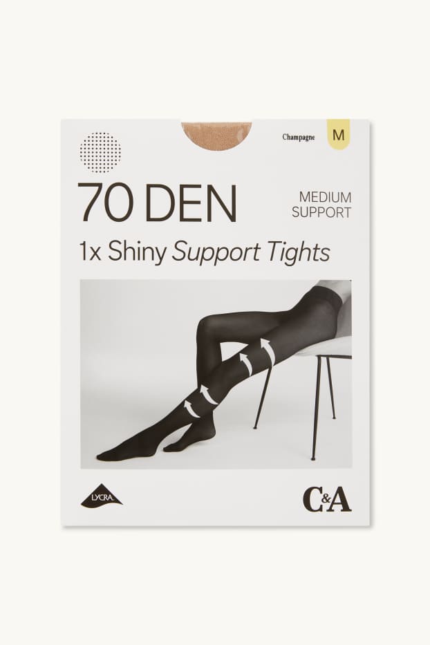 Dámské - Silonky - LYCRA® - 70 DEN - světle béžová