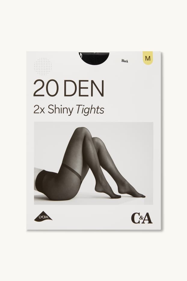 Dames - Set van 2 - panty - LYCRA® - 20 DEN - zwart