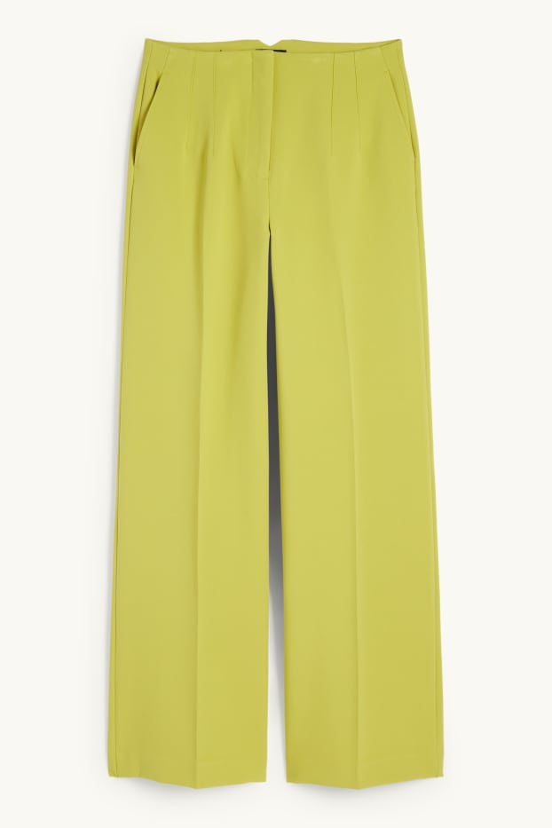 Women - Business trousers - high waist - wide leg - light green