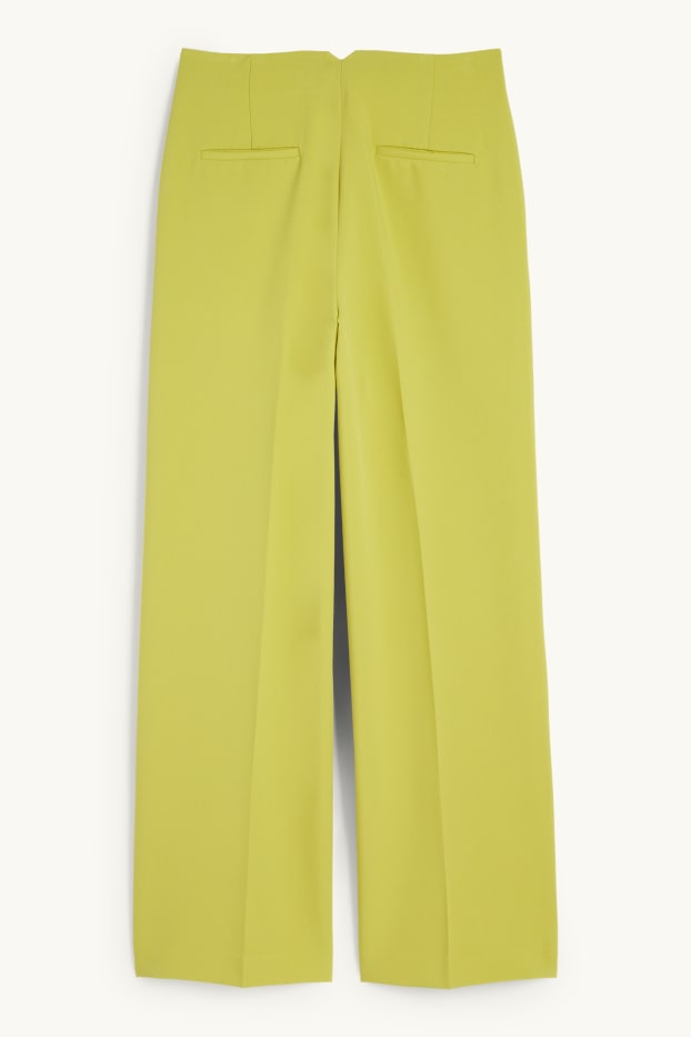 Women - Business trousers - high waist - wide leg - light green