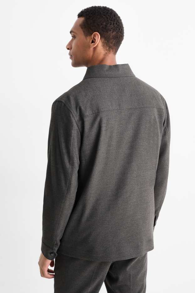 Hommes - Veste-chemise - regular fit - col kent - gris foncé