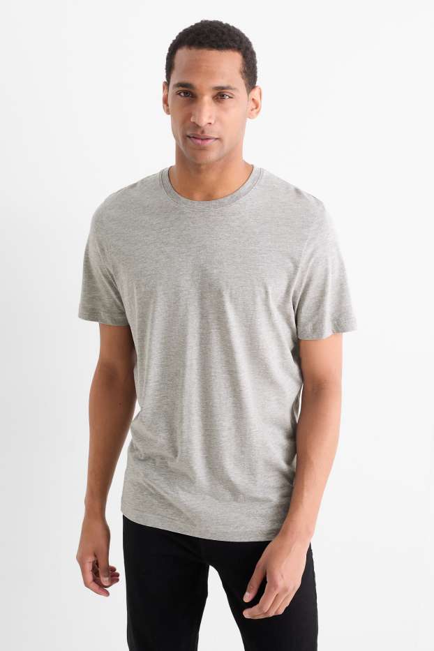 Herren - Multipack 3er - T-Shirt - Regular Fit - hellgrau-melange