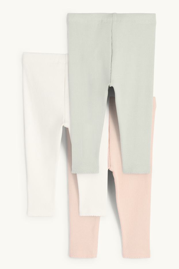 Neonate - Confezione da 3 - leggings per neonati - a coste - bianco