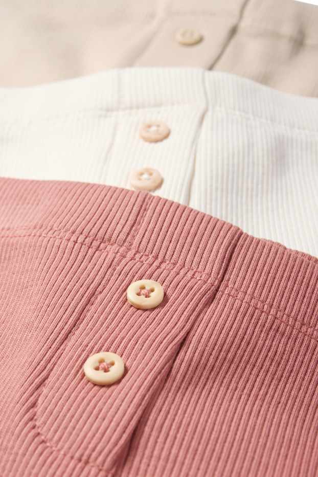 Neonate - Confezione da 3 - leggings per neonati - a coste - bianco crema