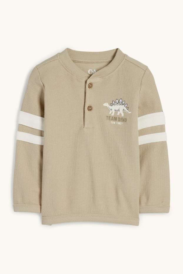 Neonati - Dinosauro - felpa per neonati - tessuto tramato - beige